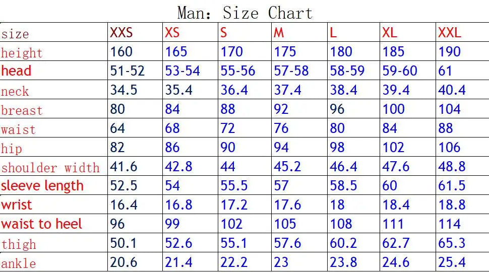 Herren Latex Jeans aus Gummi mit Front-Reißverschluss & vier Taschen Männer Größentabelle