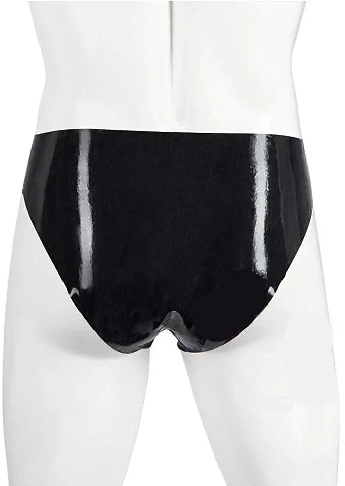 Herren Latex Shorts Briefs handgefertigt mit Öffnung Ansicht hinten