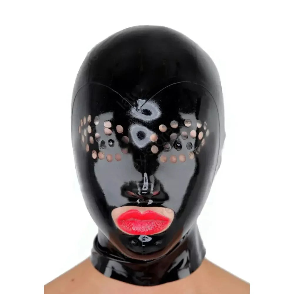 Latexmaske schwarz mit Mundöffnung