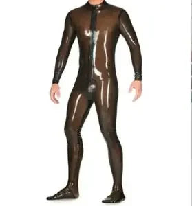 Latex Anzug schwarz transparent Herren von vorne