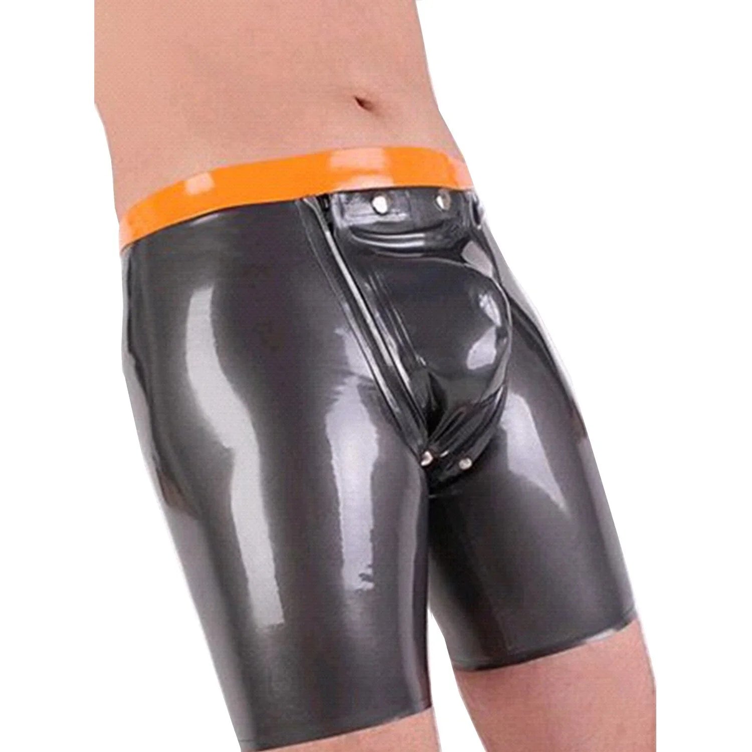 Herren Latex Boxer Briefs Shorts mit Frontöffnung