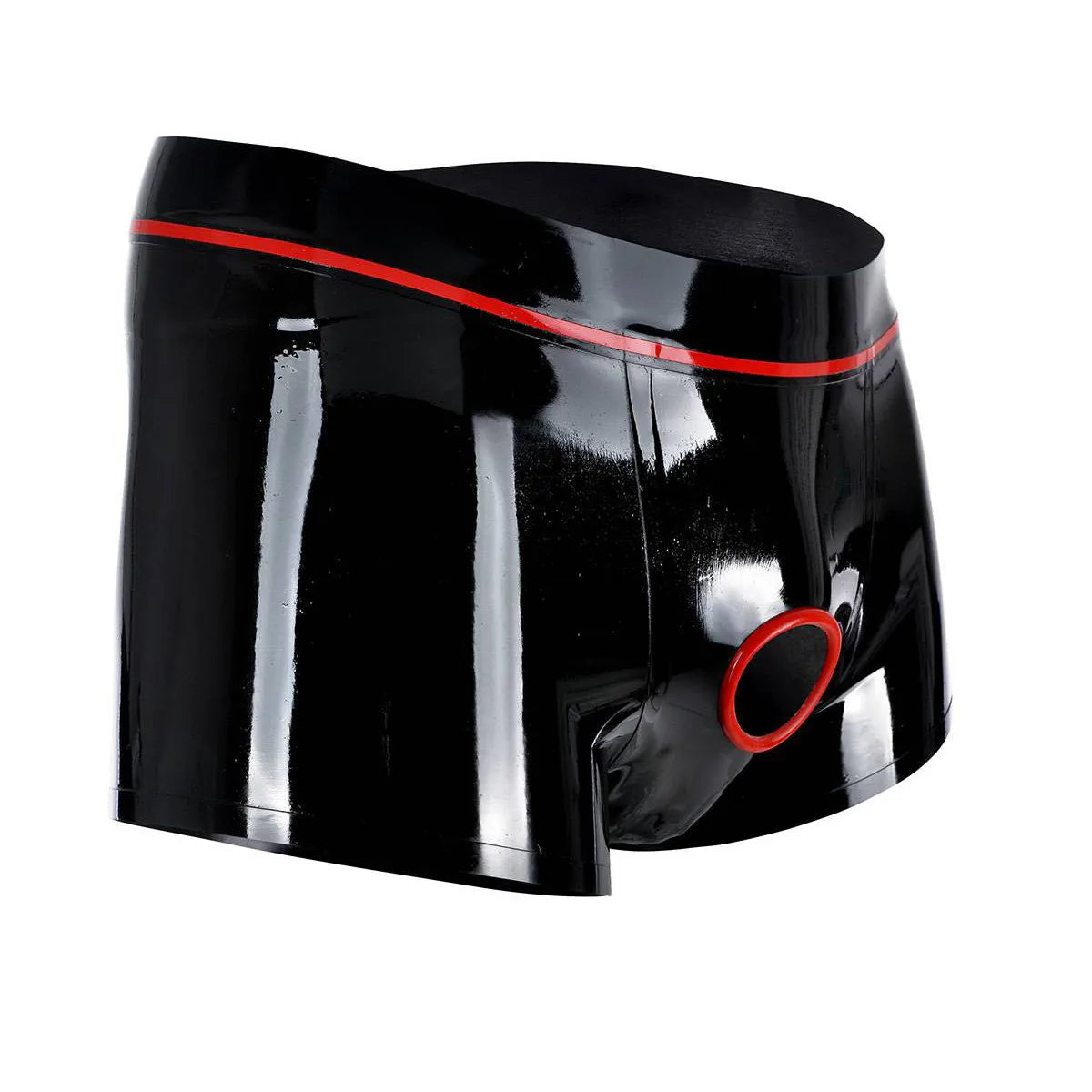 Herren Latexshorts in schwarz mit Frontalloch