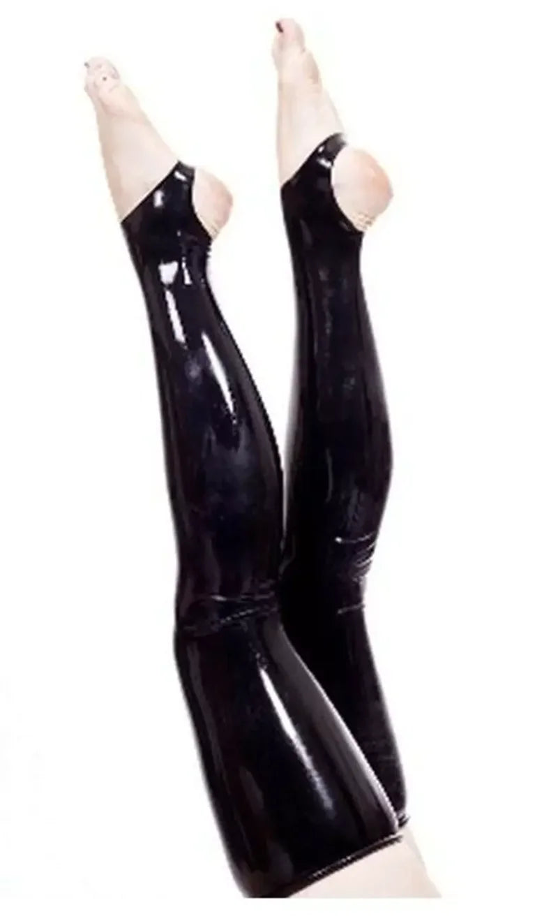 Latex Leggings mit Fußteil aus Naturlatex – elastische Fetisch Tights