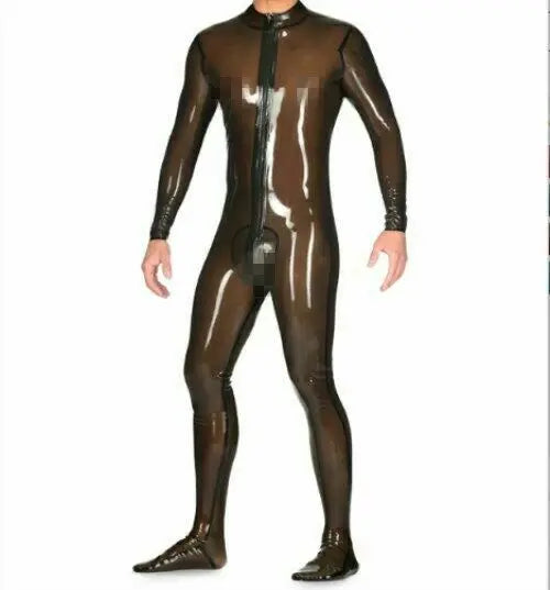 Latex Anzug schwarz transparent Herren Detail