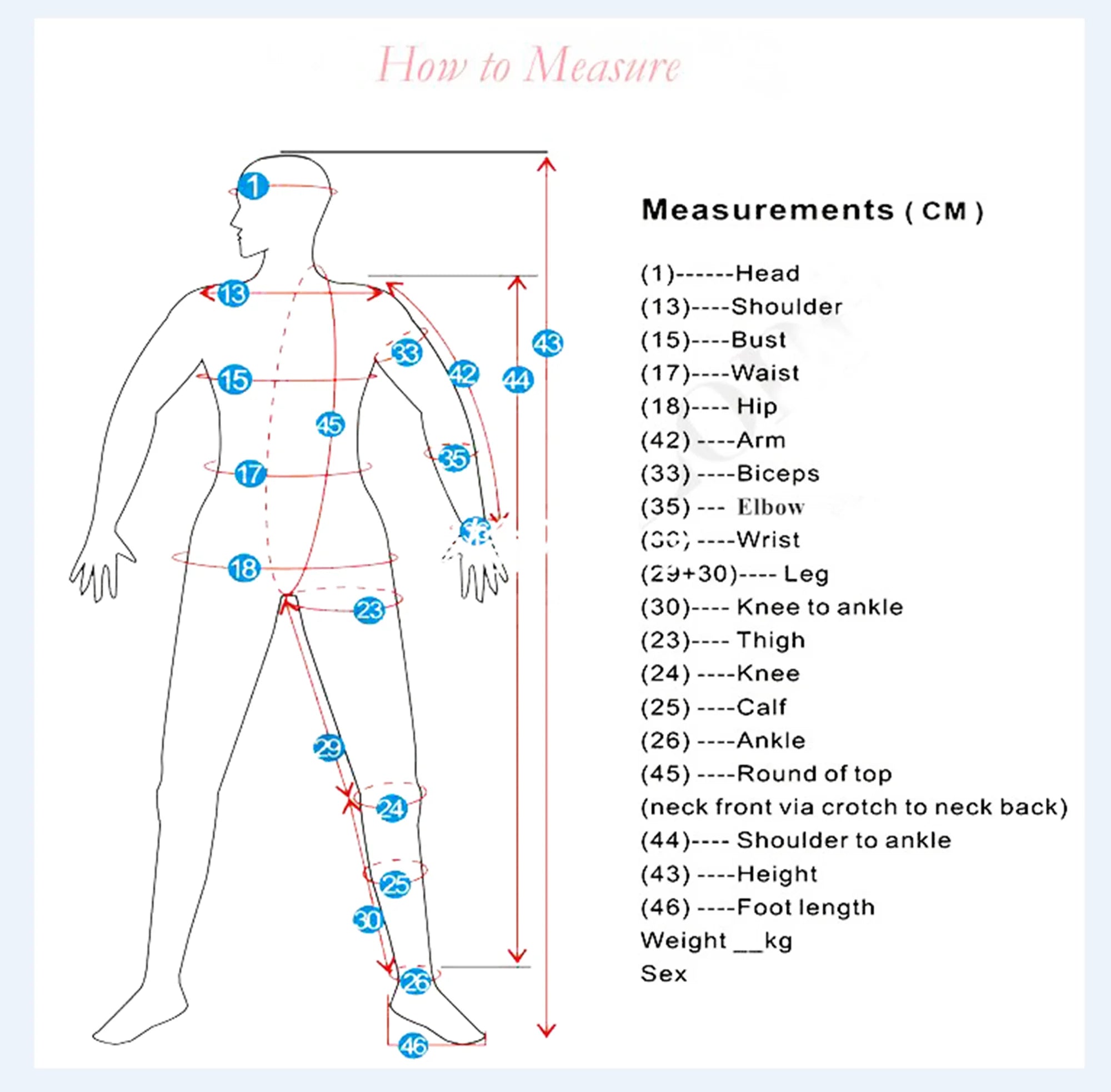 Herren Latex Jeans aus Gummi mit Front-Reißverschluss & vier Taschen Messanleitung