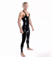 Latex Catsuit ärmellos Herren schwarz