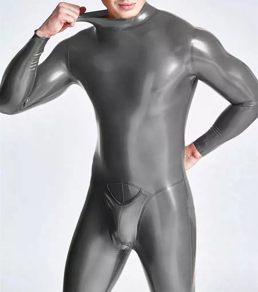 Herren Latex Catsuit mit Halseinstieg & 3D-Pouch 