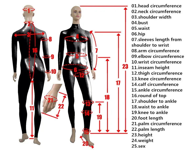 Latex Leggings mit Fußteil aus Naturlatex – elastische Fetisch Tights Messanleitung