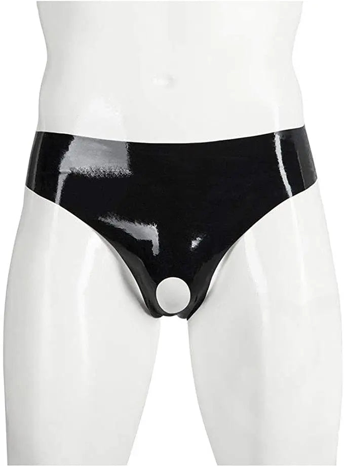 Herren Latex Shorts Briefs handgefertigt mit Öffnung