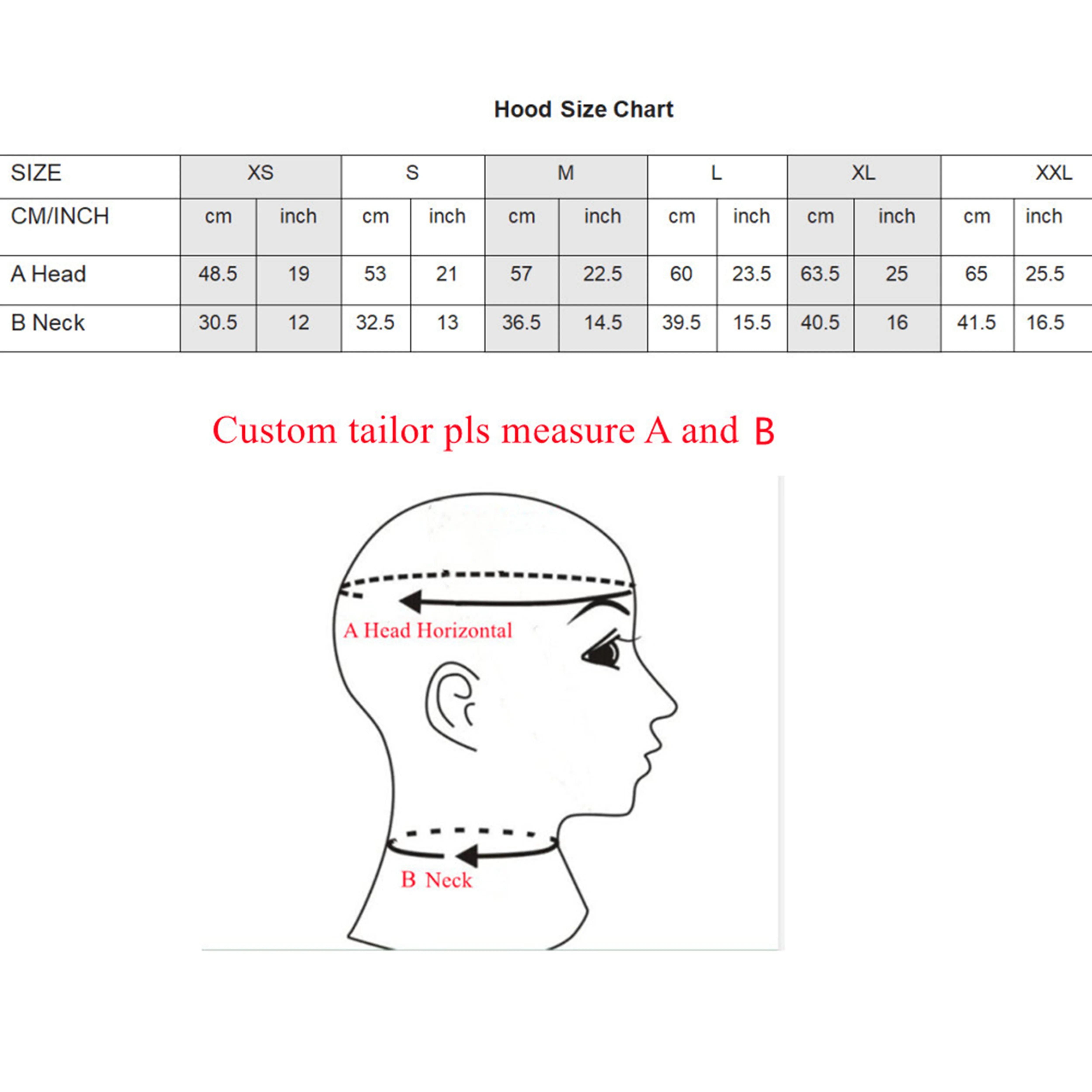 Pink Latex Fetisch Maske mit blondem Zopf & Reißverschluss Maßtabelle