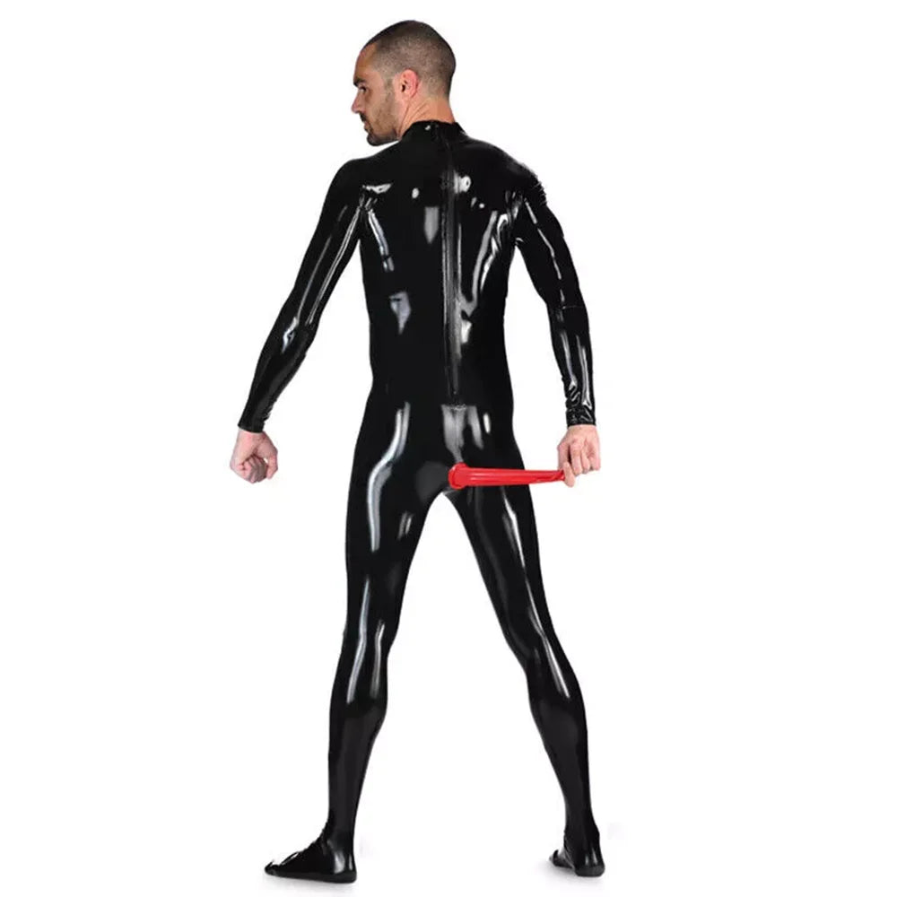 Herren Latex Catsuit mit Analkondom und Zehensocken